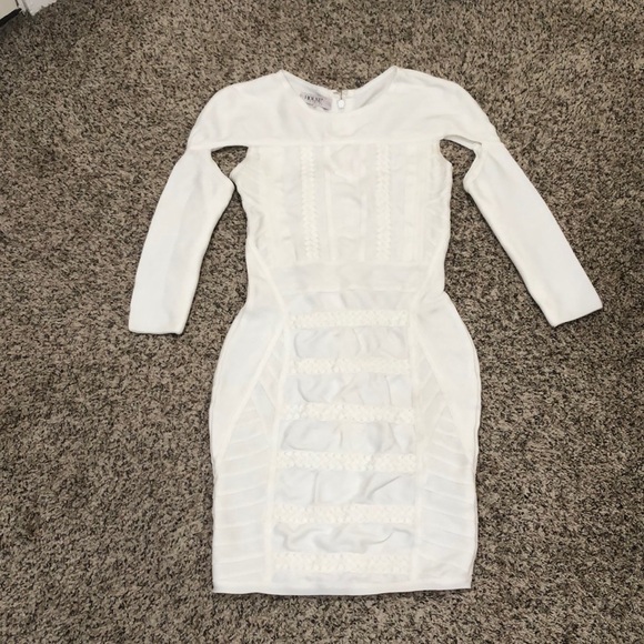 House of CB Bandage Dress Size Small White Cut Out Long Sleeve - Picture 2 of 9